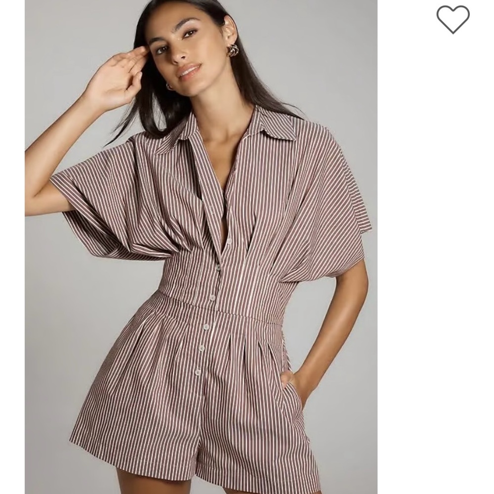 Striped Button-Up Romper